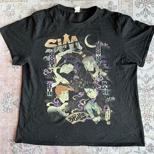 Faded black SIM Japanese reggae punk band graphic t-shirt